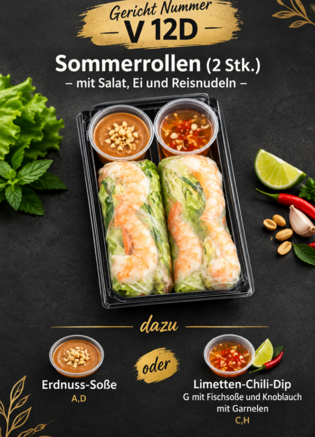 Premium-Sommerrollen-Menü mit Dip-Auswahl