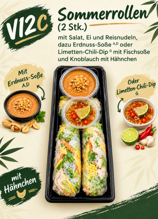 Sommerrollen mit Hähnchen und Dips