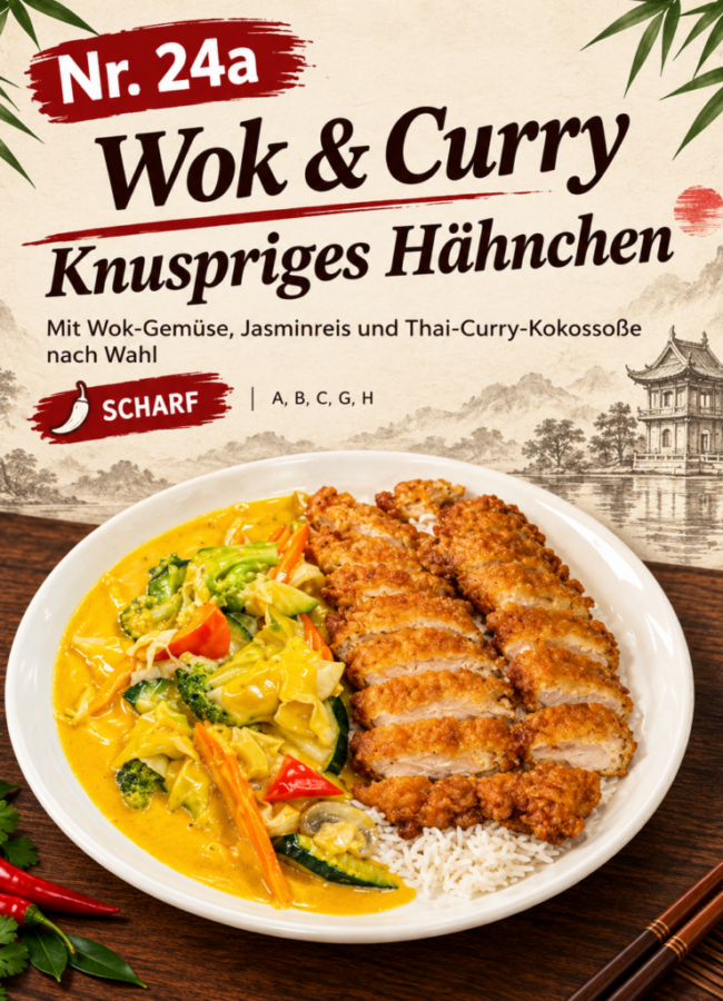 Wok-Curry mit knusprigem Hähnchen